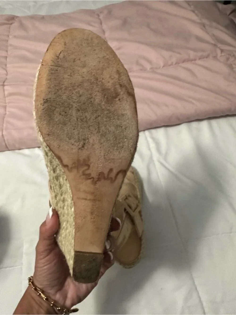 Diane Von Furstenberg Neutral Beige Espadrille Wedge Sandals size 8.5